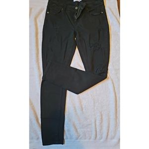 Womens black distressed jeans